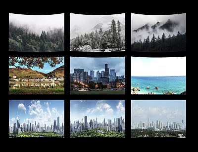 Diverse Natural and Urban Scenic Landscapes with Mountain Forest Beach and Skyline 3d model