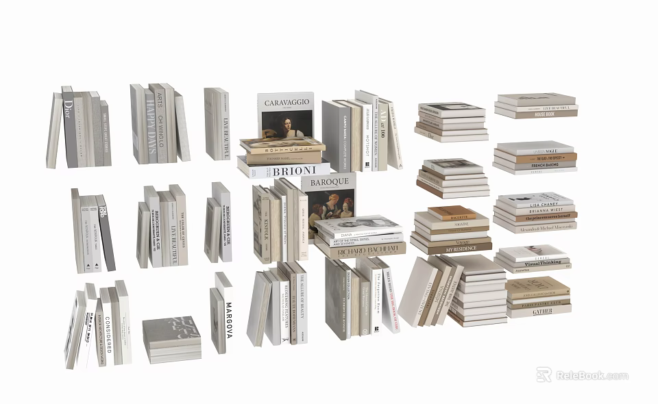 Diverse Books and Magazines Collection Stacked in Various Sizes and Styles 3d model 