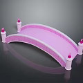 Pink Arch Bridge Model With Decorative Pillars Pink Top And White Base Reflection 3d model
