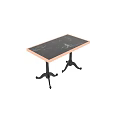 Elegant Dining Table With Black Marble Top Gold Trim And Black Legs Design