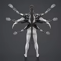 Game Movie Character With White Humanoid Figure And Multiple Mechanical Arms
