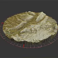 3D Terrain Model Featuring Mountain Ranges Snow Capped Peaks And River Valleys 3d model