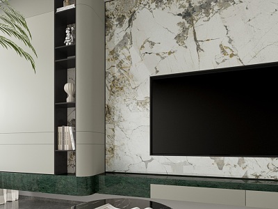 Modern living room TV background model