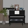 Modern Interior With Black Piano Bench Sheet Music Drawing Board And Art Supplies
