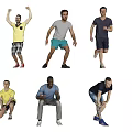 Group of Diverse People in Various Active Poses and Dynamic Movements
