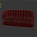 Stylish Red Upholstered Sofa With Curved Back And Wooden Legs Design