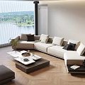 Sofa Combination Single Sofa Coffee Table Angle Sofa Shaped Sofa 3d model