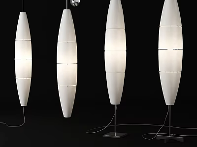 Modern White Long Strip Lighting Combination With Pendant And Floor Lamps Simple Design 3d model