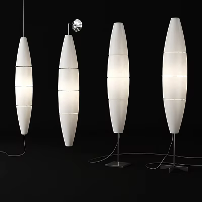 Modern White Long Strip Lighting Combination With Pendant And Floor Lamps Simple Design 3d model