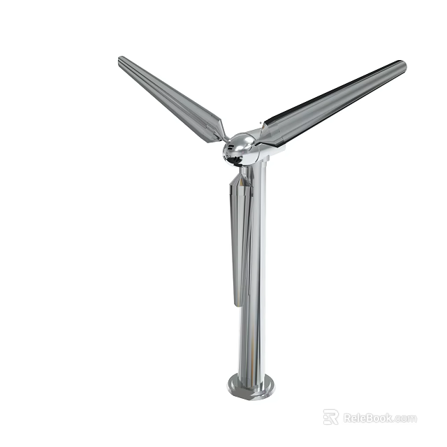 Sturdy Metallic Three Bladed Vertical Structure With Silver Shine And Stable Base 3d model 