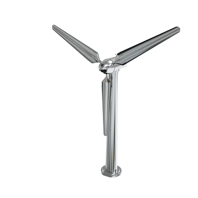 Sturdy Metallic Three Bladed Vertical Structure With Silver Shine And Stable Base 3d model