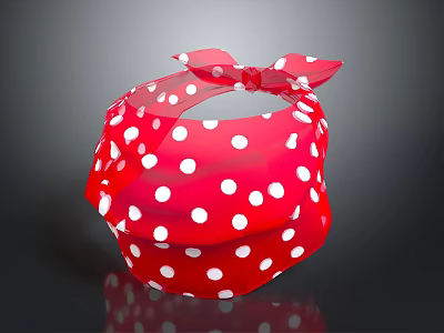 Fashionable Red Headband With White Polka Dots For Women Stylish Accessory 3d model