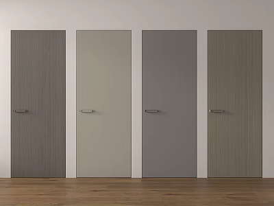 Stylish Hinged Doors in Different Colors with Wood Grain for Interior Design 3d model