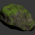 Natural Stone with Green Moss Covered Surface in Natural Decorative Landscaping Design