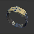Golden Decorative Bracelet Design With Brown Band And Black Accent Dots