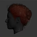 Game Movie Character Head Model With Brown Curled Updo Hairstyle Design Details