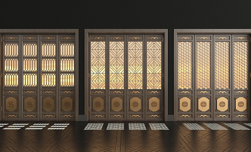 New Chinese Folding Door and Flower Window 3d model