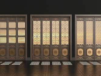 New Chinese Folding Door and Flower Window 3d model