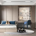 Modern Tatami Bedroom Interior Design With Wooden Walls Desk Chair And Round Rug