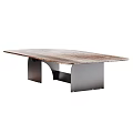 Modern Dining Table With Wooden Texture Top And Geometric Metal Legs