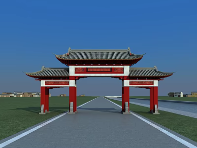 Chinese style archway gate archway 3d model