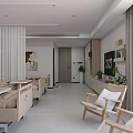 Spacious Lobby Interior With Elevators Sofa Plant And Decorative Wall Art 3d model