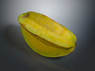 Fresh Ripe Yellow Starfruit Sliced Displaying Inner Texture On Gray Background 3d model