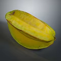Fresh Ripe Yellow Starfruit Sliced Displaying Inner Texture On Gray Background