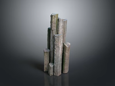 Stone And Wood Stacked Decorative Sculpture With Various Heights And Textured Surfaces 3d model