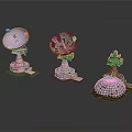 Architectural Models of Satellite Dishes and Dome Structures with Detailed Support Bases and Varied Designs