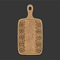Wooden Carved Pattern Cutting Board with Handle Elegant Kitchenware for Daily Cooking 3d model