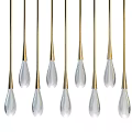 Modern Teardrop Shaped Chandelier With Transparent Glass And Golden Metal Decor