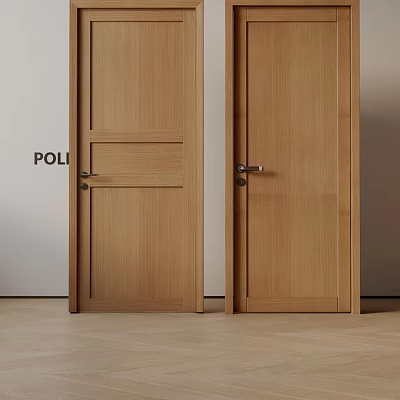 Modern Wooden Hinged Doors With Natural Wood Grain And Minimalist Handle Design For Home 3d model