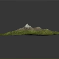 3D Terrain Model With Green Grass Covered Mountain And White Peak