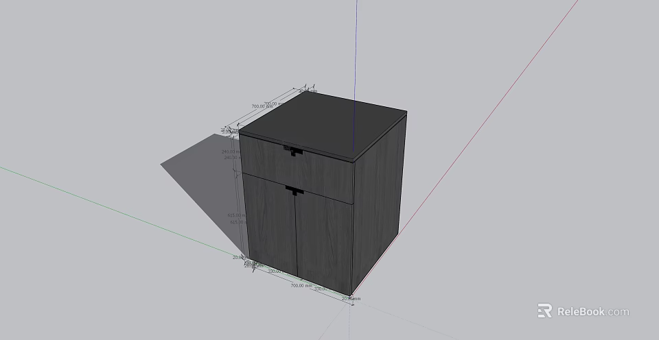 Modern Dark Wooden Storage Cabinet Design With Drawer And Double Doors 3d model 