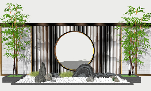 New Chinese style landscape wall 3d model