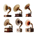 Vintage Gramophone Decorative Ornament Set for Home Living Room Tabletop Decoration
