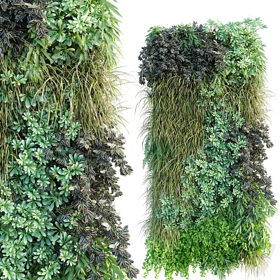 Lush Living Plant Wall Decorative Design With Various Green Foliage And Vertical Plant Arrangement 3d model
