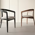 Modern Dining Chairs With Curved Arms Wooden Frame Upholstered Seat And Different Colors