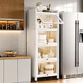 Modern Kitchen Cookware Storage With White Cabinets And Glass Door Shelves