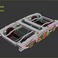 Industrial Mobile Platform Base With White Metal Frame Black Beams And Orange Wheels