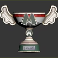 Decorative Winged Trophy With M Logo And Green White Base 2016 2024 3d model