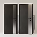 Modern Black Hinged Doors Featuring Vertical Light Strips And Sleek Handles 3d model
