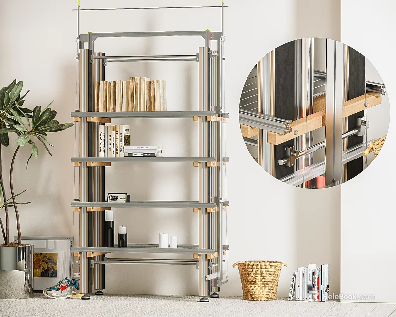 Modern Metal Storage Shelf With Multi Tier Design For Organizing Books And Decor 3d model 