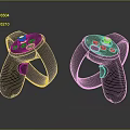 Black VR Controllers Electronic Gaming Device With Ring Design And Button Layout