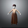 Red Headscarf Pink Blouse And Brown Long Skirt Fashion Outfit For Mannequin