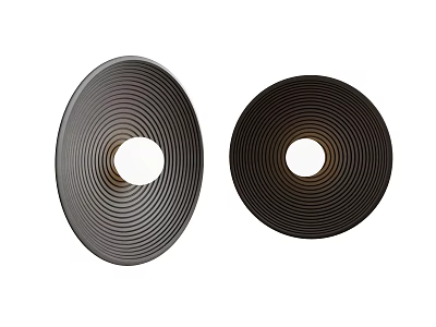 Modern Circular Wall Lamps With Concentric Stripes Design Dark Gray And Black Finish 3d model