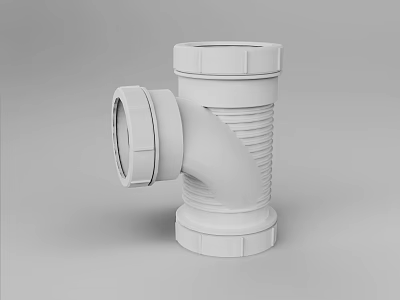 White Plastic Plumbing Pipe Fitting With Connector For Drainage Systems 3d model