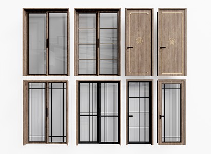 New Chinese style swing door glass sliding door glass single door 3d model