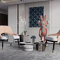 Modern leisure sofa combination shaped sofa coffee table combination 3d model